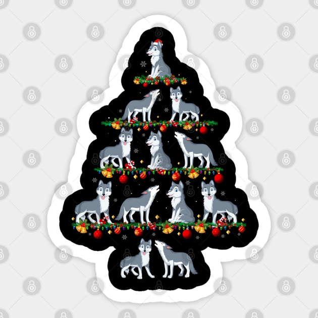 Family Pajama Sets Christmas Matching Wolf Xmas Tree Sticker by Origami Fashion